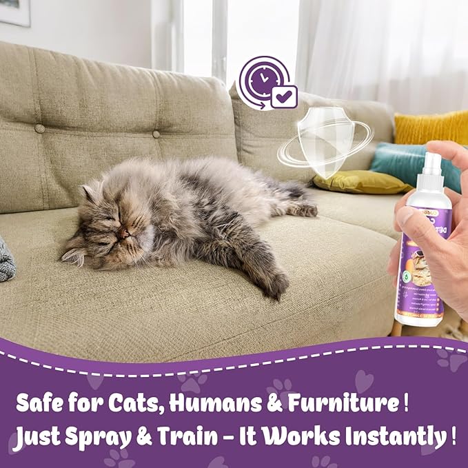 2 Pack Cat Deterrent Spray Indoor & Outdoor– Cat Repellent Spray for Scratching & Marking – Anti-Scratch Deterrent for Furniture, Walls, Cords & Plants – Cat Spray for Training & Behavior Correction