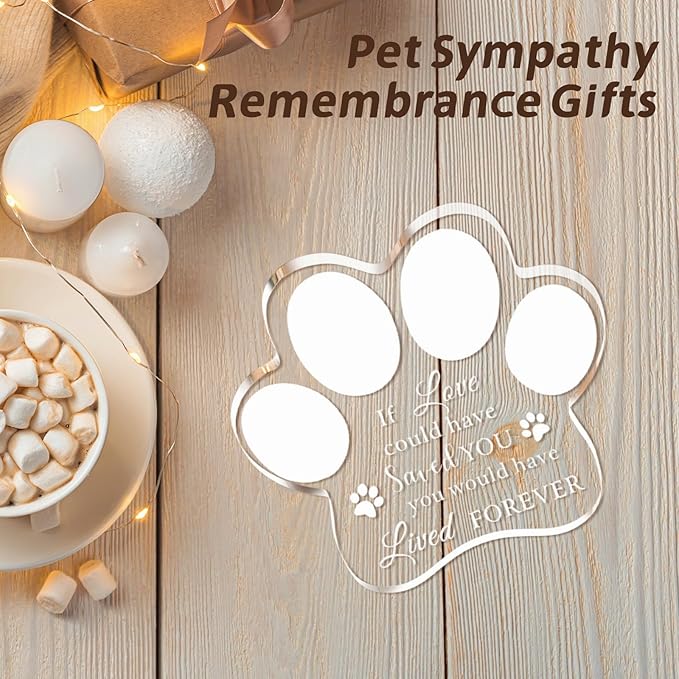 Cynlsum Pet Memorial Ornament Remembrance Gifts: Loss of Dog Cat Sympathy Gift Crystal Cute Paw Shape Decor Ornament for Dogs Puppy Keepsake