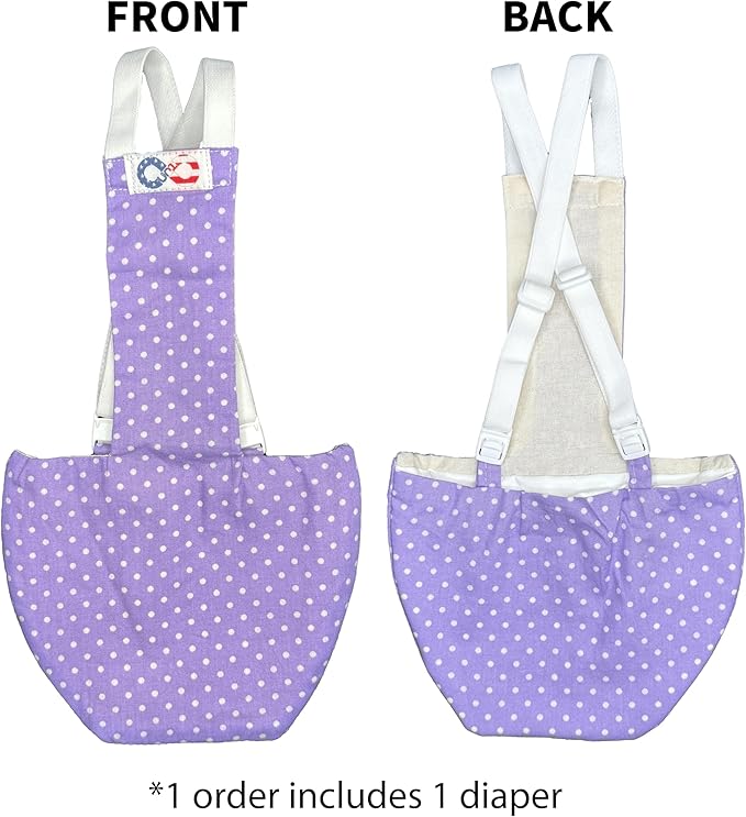 Chicken Diapers Duck Diaper Diaperalls for Hens, Roosters, Ducks, Ducklings - Reusable, Adjustable by Uni Infinity (Lavender Polka Dots, Duck Medium, 1, Count)