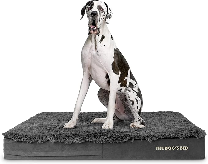 The Dog’s Bed Orthopedic Memory Foam Dog Bed Mattress, Fur Fabric, Grey Fur, XXL, 6-Inch