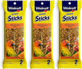 Vitakraft 3 Pack of Apple & Orange Crunch Sticks for Conures, 2 Sticks Each