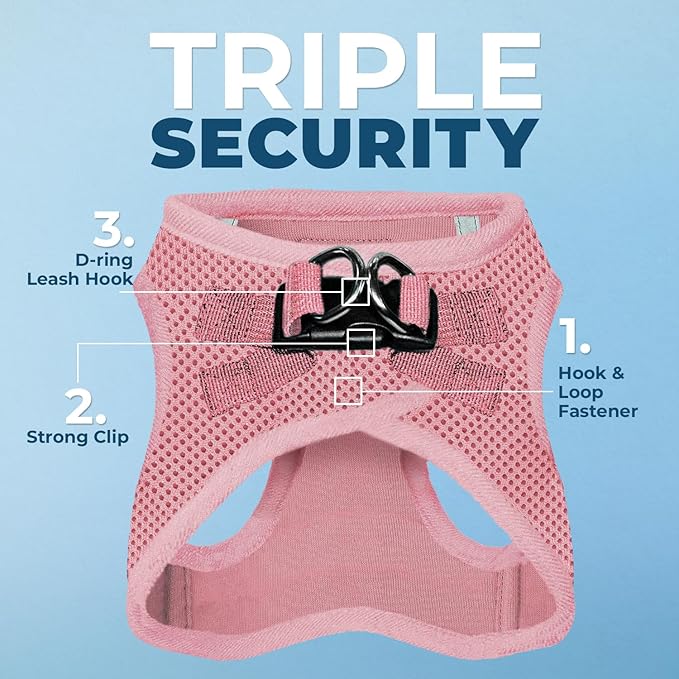 Best Pet Supplies Voyager Step-in Air Harness - All Weather Mesh, Reflective, No Pull Harness for Dogs, Cats - Secure with Hook & Loop Fastener, Buckle, Double D-Rings - Pink, XS