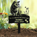 Custom Cat Grave Marker Outdoor, Personalized Metal Cat Memorial Grave Stake with Name and Date, Outdoor Waterrproof Cats Memorial Plaque