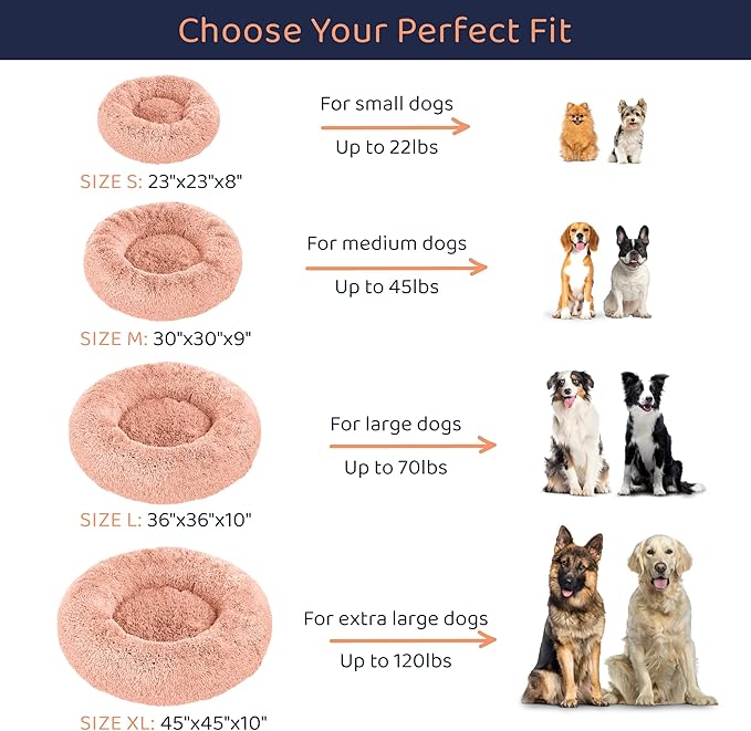 Donut Dog Bed - Premium Comfort for Anxiety Relief - Fluffy & Calming Design with Ultra-Plush Support | Cozy Round Dog Bed with Super Soft Circle Style (Pink, X-Large)