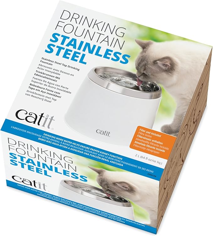 Catit Fresh & Clear Stainless Steel Cat Water Fountain, 50023