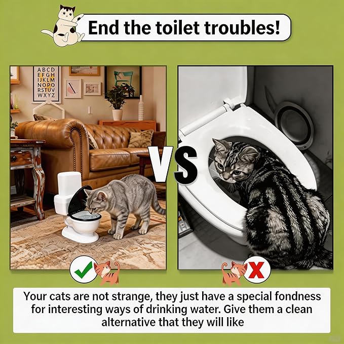 Cat Water Dispenser,Funny Toilet Shaped Pet Gravity Bowl, Automatic Flow No Electricity Needed with Healthy Pets Water Station for Cats and Small/Medium Dog