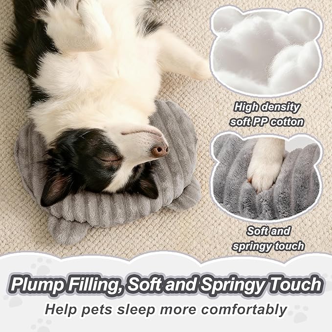 Jiupety Dog Calming Pillow, Soft and Neck-Friendly, Washable Pet Neck Pillows for Small Medium Large Dogs and Cats, 17" x 10", Gray