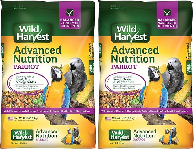 Wild Harvest Advanced Nutrition Parrot 8 Pounds, Seed, Grain and Vegetable Mix (Pack of 2)