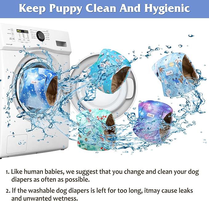 5 Pack Dog Diapers Male Reusable, Premium Belly Bands for Dogs, High Absorbing Male Dog Pee Wraps for Doggie in Incontinence or Excitable Urination Galaxy XS