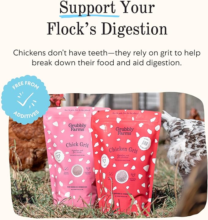 Grubbly Farms Chick Grit for Baby Chicks 0-8 Weeks - Rose Quartz - USA-Mined Digestive Aid Prevents Crop Impaction - 5 lb Bag