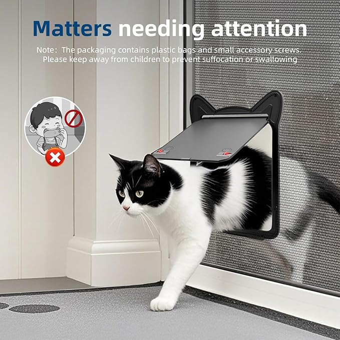 Pet Screen Door for Medium Dogs & Cats - Heavy Duty Magnetic Lockable Flap, Inside Door 10.12x8.15inch, Easy Install for Sliding Glass/Patio Doors Screen, Scratch-Resistant & Security Latch (Size L)