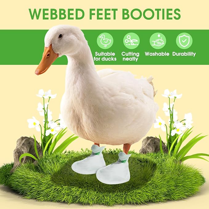 Disposable Boots for Real Duck Feet, Bumble Foot for Duck Supplies with Bandage, Large Size (Green, 40 PCS)