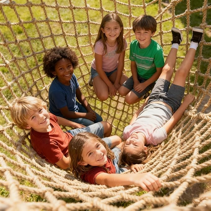 Jute Hemp Rope Net Balcony Safety Net for Kids Climbing Cargo Net Outdoor Playground Rope Net Safety Netting for Railings Stair Protection Net Indoor Outdoor Decorative Net