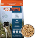 K9 Natural Beef Freeze Dried Dog Food, High-Meat Natural Complete Meal or Meal Toppers for Dogs, Grass-Fed Beef from New Zealand, Grain-Free, GMO-Free, Complete & Balanced Nutrition, 8lb