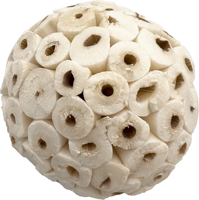 by M&M 5110 Small Sola Bird Balls Pk3 - Handmade Natural Sola Wood Bird Foot Toys, Shreddable Lightweight Wood Balls, Easy for Beaks and Feet to Forage, Grat for Small to Med Birds