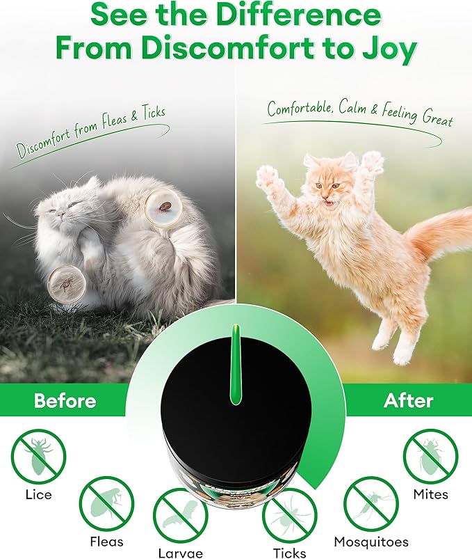 Flea and Tick Prevention for Cats – 500 Crunchy & Creamy Chews, Cat Flea Chewables with Skin & Coat Support – Oral Supplement for All Breeds & Ages