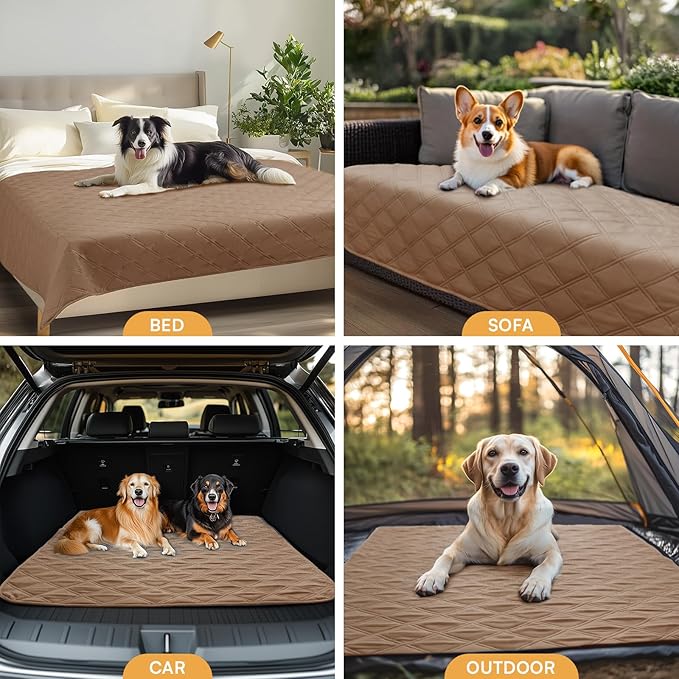 Luciphia 100% Waterproof Couch Cover Blanket for Dogs Anti-Slip Pet Couch Protector Sofa Mat Puppy Cat Blanket with Non-Slip Bottom, Light Brown Khaki, 30x70 Inch