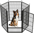 SunsGrove Dog Playpen Outdoor, Heavy Duty 40 Inch 6 Panels with Wider Door for Medium and Large Dogs, Free and Safe Play Dog Fence Indoor, Black