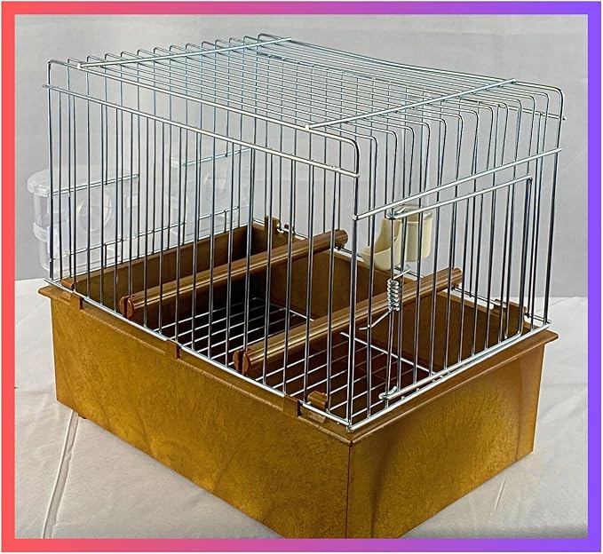 2GR Song Cage for Show Training, Lightweight Exhibition Bird Cage Ideal for Canaries, Finches, and Lovebirds, Travel Bird Cage with Two Feeders, One Drinker and Plastic Tray
