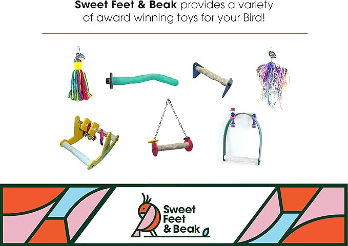 Sweet Feet and Beak Comfort Grip Safety Perch for Bird Cages - Pedicure Perch for Birds to Keep Nails and Beaks in Top Condition - Safe Easy to Install Bird Cage Accessories - X-Small 4.5"