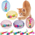Jecery 5 Pcs 5 Pcs Cat Spring Balls Toys Stretchable Rolling Balls Colorful Playful Coils Interactive Spring Action Toy Caged Rats for Kitten Cat Pet Supplies (Mouse, Rainbow Color)