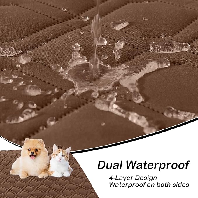 hyha Waterproof Dog Bed Blanket, Soft Pet Blankets, Waterproof Couch Cover for Dogs, Reversible Sofa Covers Washable for Furniture (82x102 Inch, Brown/Chocolate)