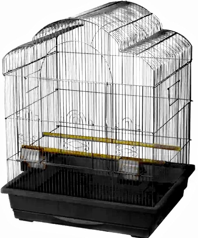 Kings Cages Model ES 2521 T Triple Top Bird Cage 25" x 21" x 30" Powder-Coated Non-Toxic Spacious Cage for Cockatiels Finches Parakeets Canaries and Similar Breeds (Black)