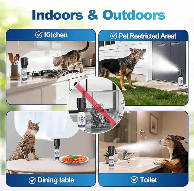 Cat Deterrent Spray Refill, Pet Spray Deterrent System, Motion Activated Cat System, Cat & Dog Odorless & Indoor, Up to 3 Feet Away, Pet Deterrent Spray Refill 3 Pack 11.67Oz