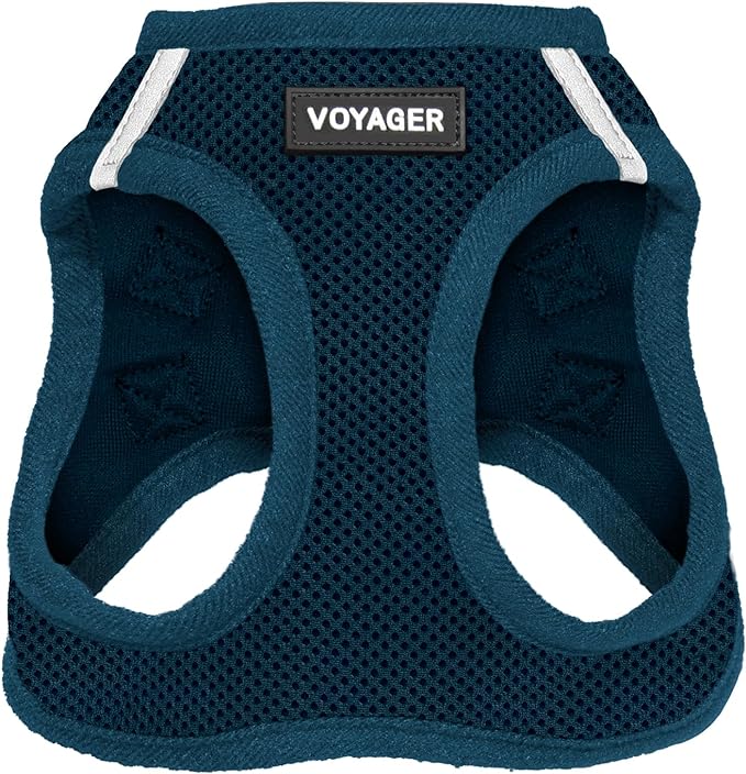 Best Pet Supplies Voyager Step-in Air Harness - All Weather Mesh, Reflective, No Pull Harness for Dogs, Cats - Secure with Hook & Loop Fastener, Buckle, Double D-Rings - Blue, XL