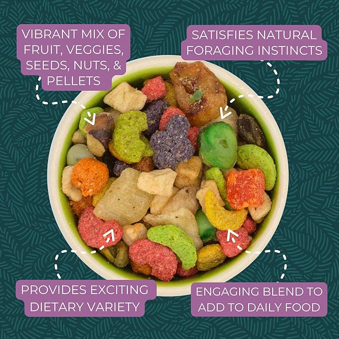 ZuPreem Pure Fun Bird Food, Parrot, Conure, Caique, African Grey and Pellet Blend for Medium Large Birds, Bird Food Mixer Topper, Enriching Variety (ML, 2 lbs) (Pack of 2)