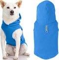 Gooby Fleece Vest Hoodie Dog Sweater - Blue, X-Small - Warm Pullover Dog Hoodie with O-Ring Leash for Small to Medium Dogs