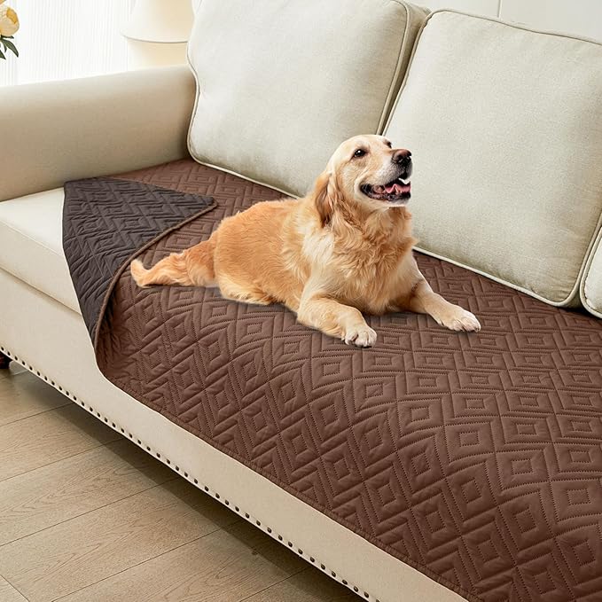 hyha Waterproof Dog Blanket, Soft Pet Bed Blankets, Waterproof Sofa Couch Cover for Dogs Washable, Reversible Pet Couch Covers for Sofa Furniture (30x90 Inch, Brown/Chocolate)