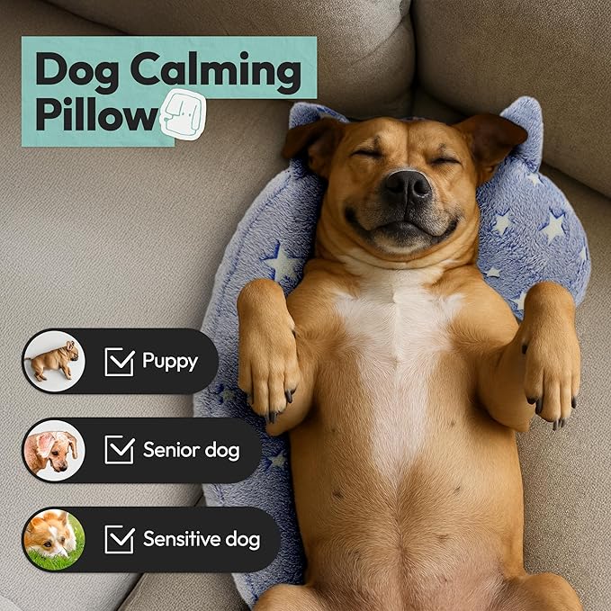 Dog Calming Pillow, Glow in The Dark Dog Put Head on, Soft Question Mark Pillows for Dogs, Kids, Adults, Washable Dog Bed Pillow, Cozy Dog Body Pillow Gifts (M Glow Blue)