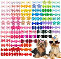 100pcs Assorted Dog Hair Bows,Cute Solid Color Dog Bows for Girl Small Medium Size Dogs,Handmade Puppy Bowknot with Rhinestone Crown Designer and Mix Shapes, Pet Hair Grooming Accessories