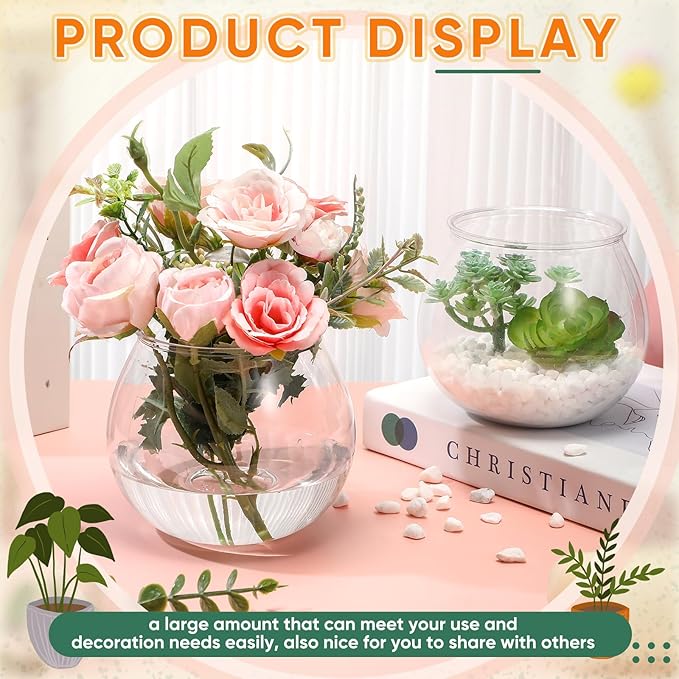 4 Pcs Plastic Fish Bowls for Centerpieces 27 oz Clear Fish Bowl for Drinks Unbreakable Heavy Duty Round Vase for Table Centerpieces Wedding Event Home Decor