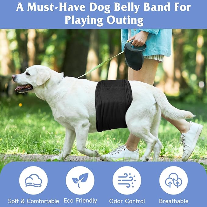 5 Pack Dog Diapers Male Reusable, Premium Belly Bands for Male Dogs, High Absorbing Dog Pee Wraps for Doggie in Incontinence or Excitable Urination and Training Black L