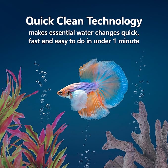 Aqueon BettaBow with Quick Clean Technology Aquarium Kit, Freshwater, Betta Fish, 1-Gallon, Black