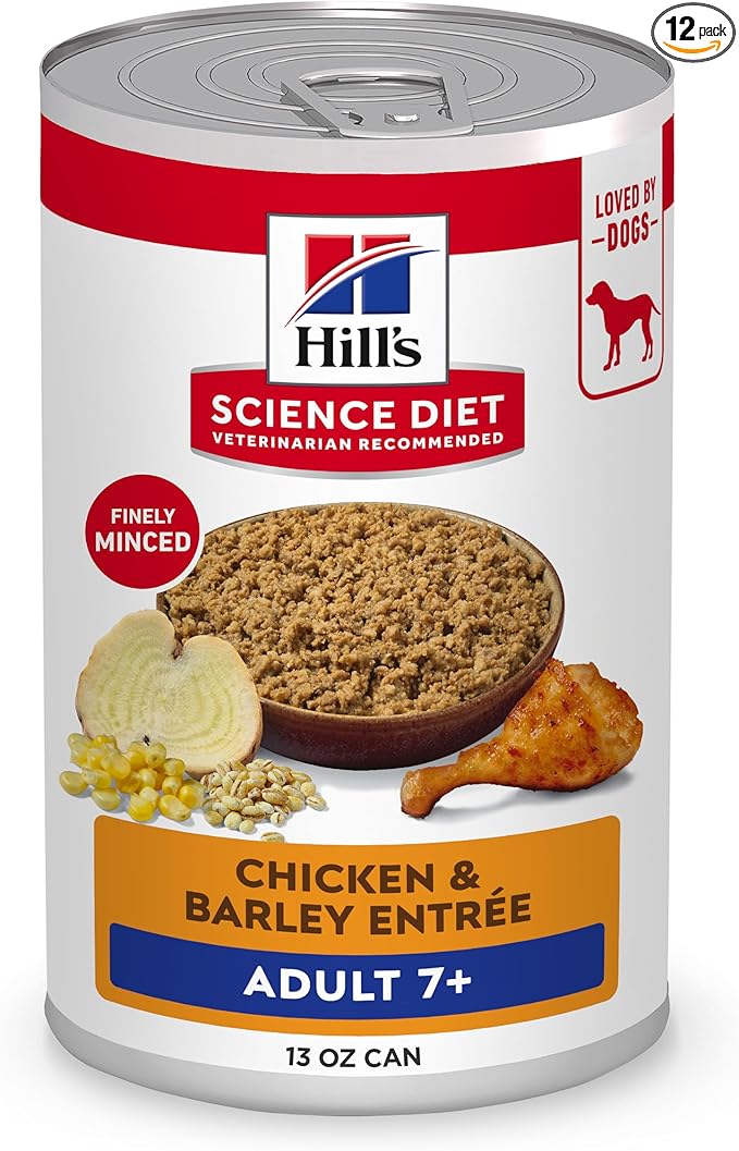 Hill's Science Diet Adult 7+ Wet Dog Food, Chicken & Barley, 13 oz. Cans, 12-Pack
