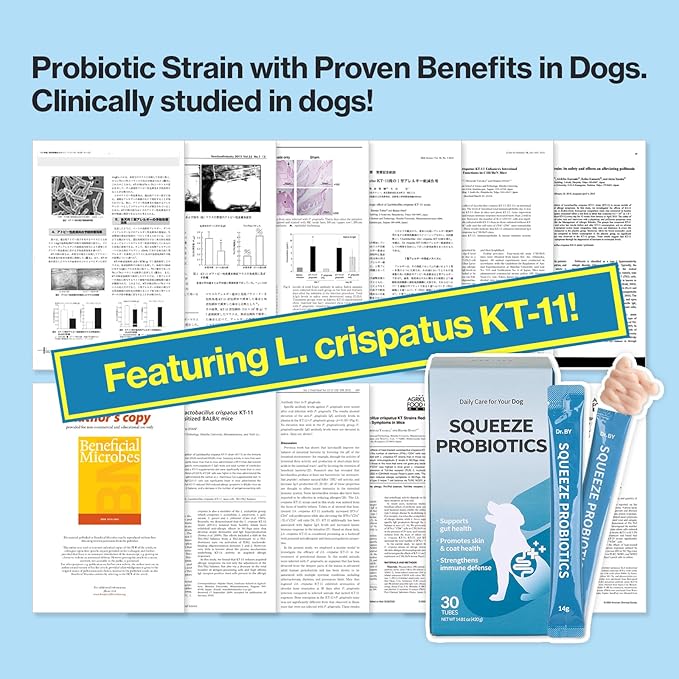 Doctor By Squeeze Probiotics for Dogs Gut Health Immunity Skin&Allergy Care Diarrhea Relief Digestive Stomach Support with L. crispatus KT-11 Lickable Paste Formula Individually Packaged, Chicken