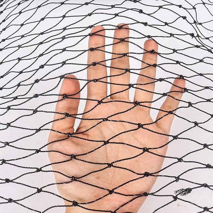 Klmnop Cat Netting Balcony, 10 x 13 ft Steel Reinforced Safety Screen for Pets Anti-Fall, Cat Mesh Fence for Balcony, Window, Stair(Black)