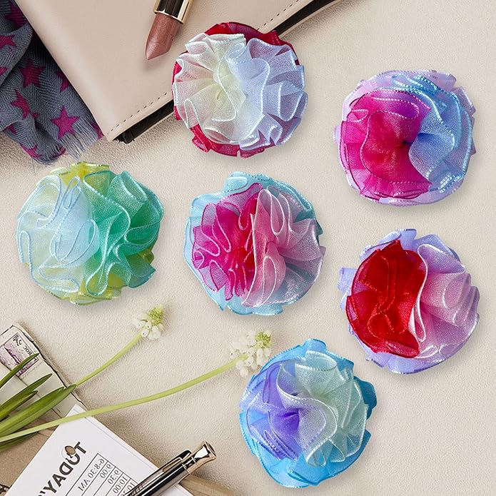 Dog Collar Flowers Accessories, 6 Pack Flower Charms for Dog & Cat Collars, Elastic Slide-On Decorative Flowers for Pet Collars