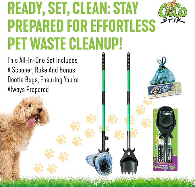 XP Pooper Scooper & Rake Set, Consumer Reports #1 Rated Ergonomic Scooper 2023-2026. Strong & Lightweight, Dogs & Pet Poop Cleanup & Waste Removal - Fits Any Style Bag. 10-Year Wty.