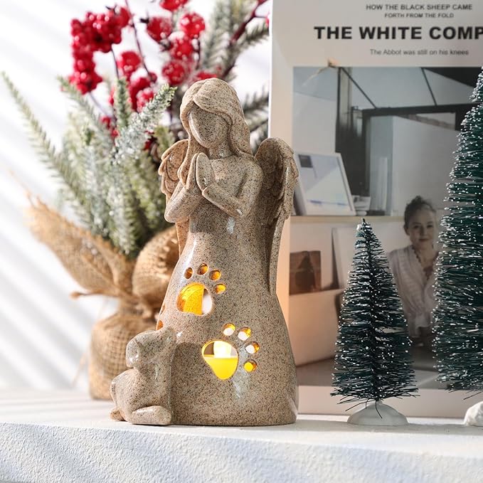 BEARAE Dog Memorial Gifts for Loss of Dogs, Pet Loss Sympathy Gifts, Dog Passing Away Bereavement Gift, Remembrance Grieving Dogs Angel Candle Holder