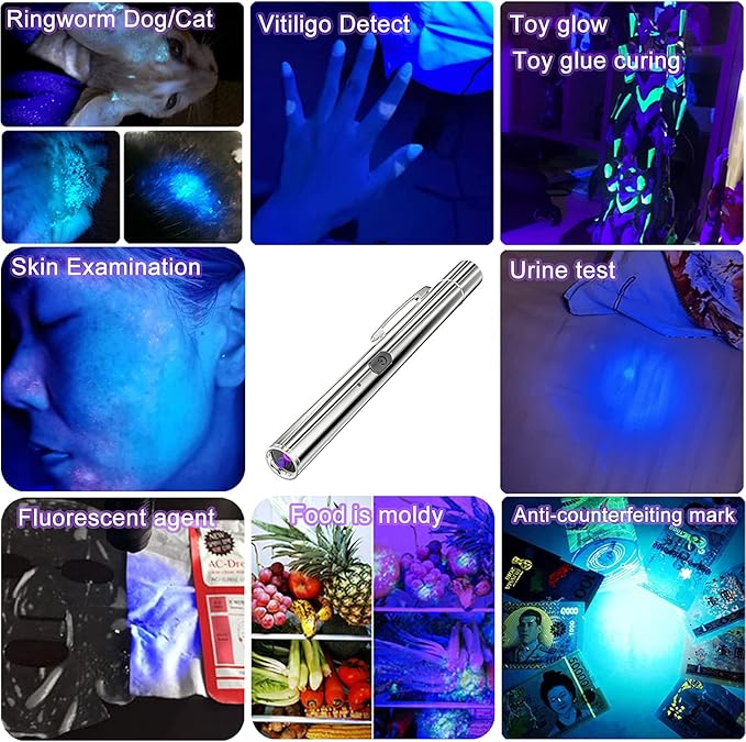Wood's Lamp Portable,UV Black light for Pet Dog/Cat Care,cat Ringworm Detector, Pet Urine Detector, with Portable buckle and Magnetic back cover