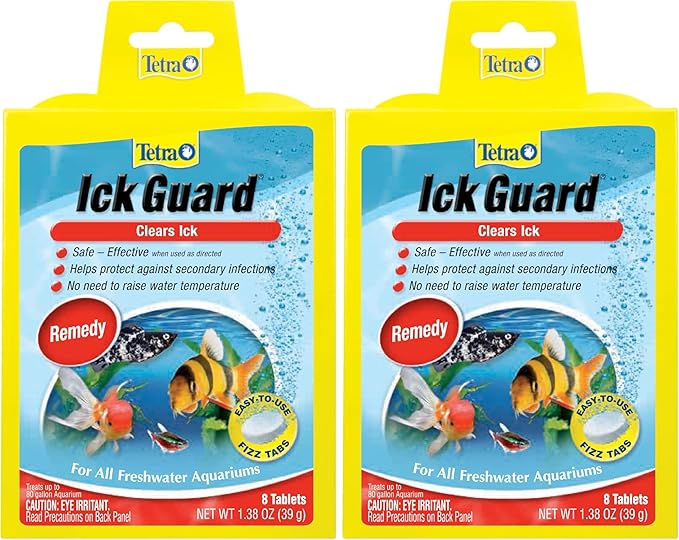 Tetra Ick Guard 8 Count, Quick Remedy for Ick in Aquariums,Golds & Yellows (Pack of 2)