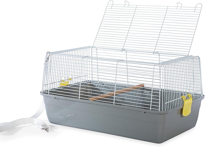 Prevue Pet Products Small Animal Travel Carrier - Hamster, Bird, Parakeet, Gerbil, Rabbit, Ferret, Guinea Pig, & Rat Carrier, Easy Pet Transportation, Travel Bird Cage, Lightweight & Portable - Gray