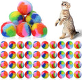 40 Pcs Soft Plush Cat Ball 1.7Inch Rainbow Pom Pom Cat Toy Balls Fuzzy Kitty Chase Yarn Puffs for Pet Interactive Playing Exercising Training Assorted Color Lightweight
