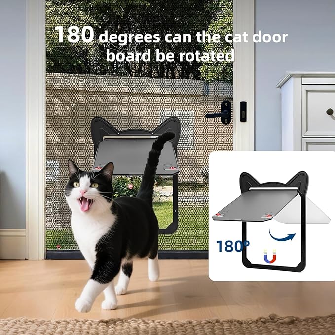 Pet Screen Door for Dogs & Cats - Heavy Duty Magnetic Lockable Flap, Inside Door 11.1x8.94inch, Easy Install for Sliding Glass/Patio Doors Screen, Scratch-Resistant & Security Latch (Size XL)