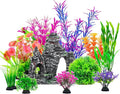 CousDUoBe 13Pcs Aquarium Plants Cave Rock Decor Set& Fish Tank Artificial PlasticPlants,Fish Tank Accessories Small Large Aquarium Decorations Kit