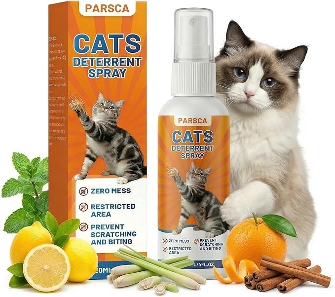 Cat Repellent Spray, Cat Deterrent Spray - Indoor & Outdoor Training Safe, Protect Furniture, Sofas, Rugs, Restricted Areas-for Behavior, Natural, Effective 120 ML/4FL.OZ